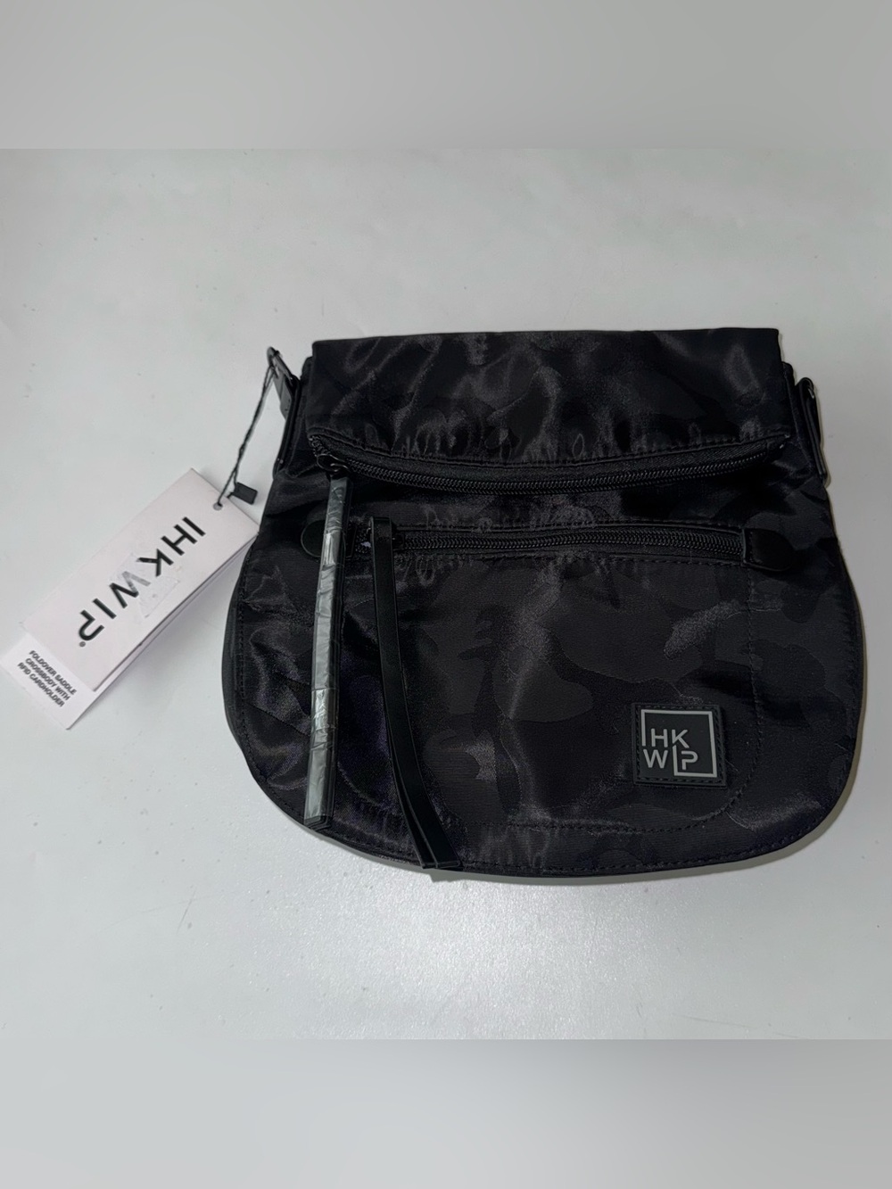 IHKWIP Black Camo Foldover Saddle Crossbody with RFID Cardholder NWT!